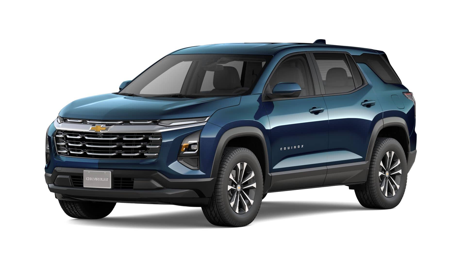 2027 Chevrolet Equinox FWD LT in Lakeshore Blue Metallic — front three-quarter view